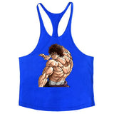 Anime Baki Hanma Stringer Tank Top for Men Cotton Y-Back Vest Tees Tops Muscular Training Undershirt Gym Workout Bodybuilding