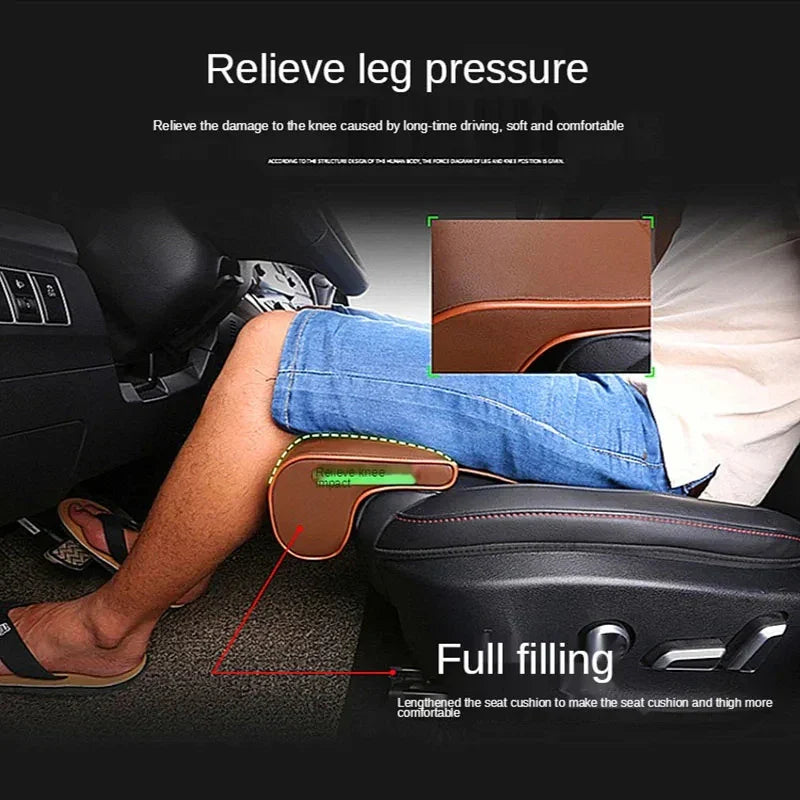 Car Seat Extender Leg Cushion For Driver Leather Universal Leg Support Pillow Cover Memory Foam Auto Seat Extender Padding Mat