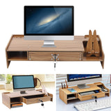 Wood Monitor Riser with Drawer Computer/Laptop/PC Stand for Desk Organizer Wooden Desk Organizer W/ Drawer File Storage Desk