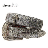 Punk Western Rhinestone Belts for Women Luxury Diamond Strap Cowgirl Cowboy Bling Crystal Pin Wide Buckle Studded Y2K Mens Belts