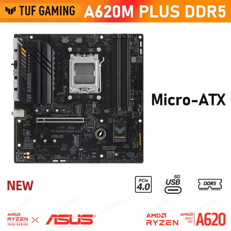 AMD AM5 R5 7600X CPU + ASUS TUF GAMING A620M PLUS Mainboard Suit RAM Kingston DDR5 Memory 6000MHz 32GB Gamer DIY Ryzen Kit New