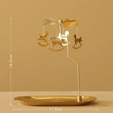 Gold Romantic Rotating Spinning Candle Holder Wedding Party Home Decoration Metal Tealight Candlestick