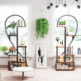 6 Tier Metal Plant Stand, Creative Half Heart Shape Ladder Plant Stands for Indoor Plants Multiple, Black Plant Shelf Rack