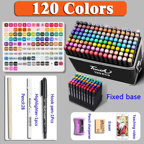 12-262PCS Colores Markers Pen Set Painting Brush Drawing Manga Highlighter School Art Supplies For Artist Korean Stationery