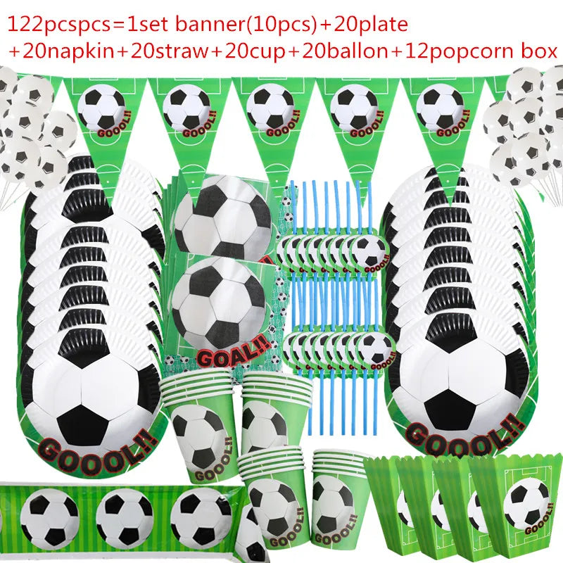 Green Football Birthday Party Decorations Kids Disposable Tableware Set Baby Shower 10-20 People Sport Game Party Decor Supplies