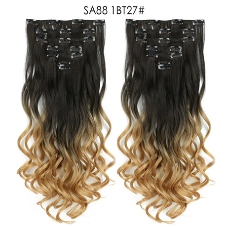 Set Hair Clip In Hair Extensions With Clips Hairpieces Synthetic Extension False/Fake Hair Blonde Eunice Hair Long Hair Pieces