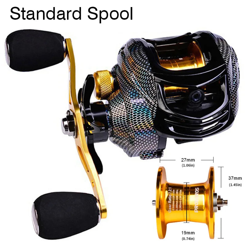 Baitcasting Reel 18+1BB Casting Reel Smooth Metal 7.2:1 Gear Ratio Fishing Reel with Standard or Deep or Shallow Spool for Bass