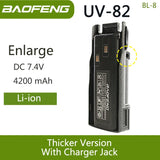 Baofeng UV 82 BL-8 Battery Walkie Talkie Ham Radio 2800/3800/4200 mAh Enlarge UV82 Plus UV-8D UV-82WX Original Radio Accessories