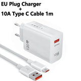 120W USB GaN Charger Quick Charge 3.0 Fast Charging Mobile Phone Adapters Wall Charger Type C Cable For iPhone 15 Samsung Xiaomi