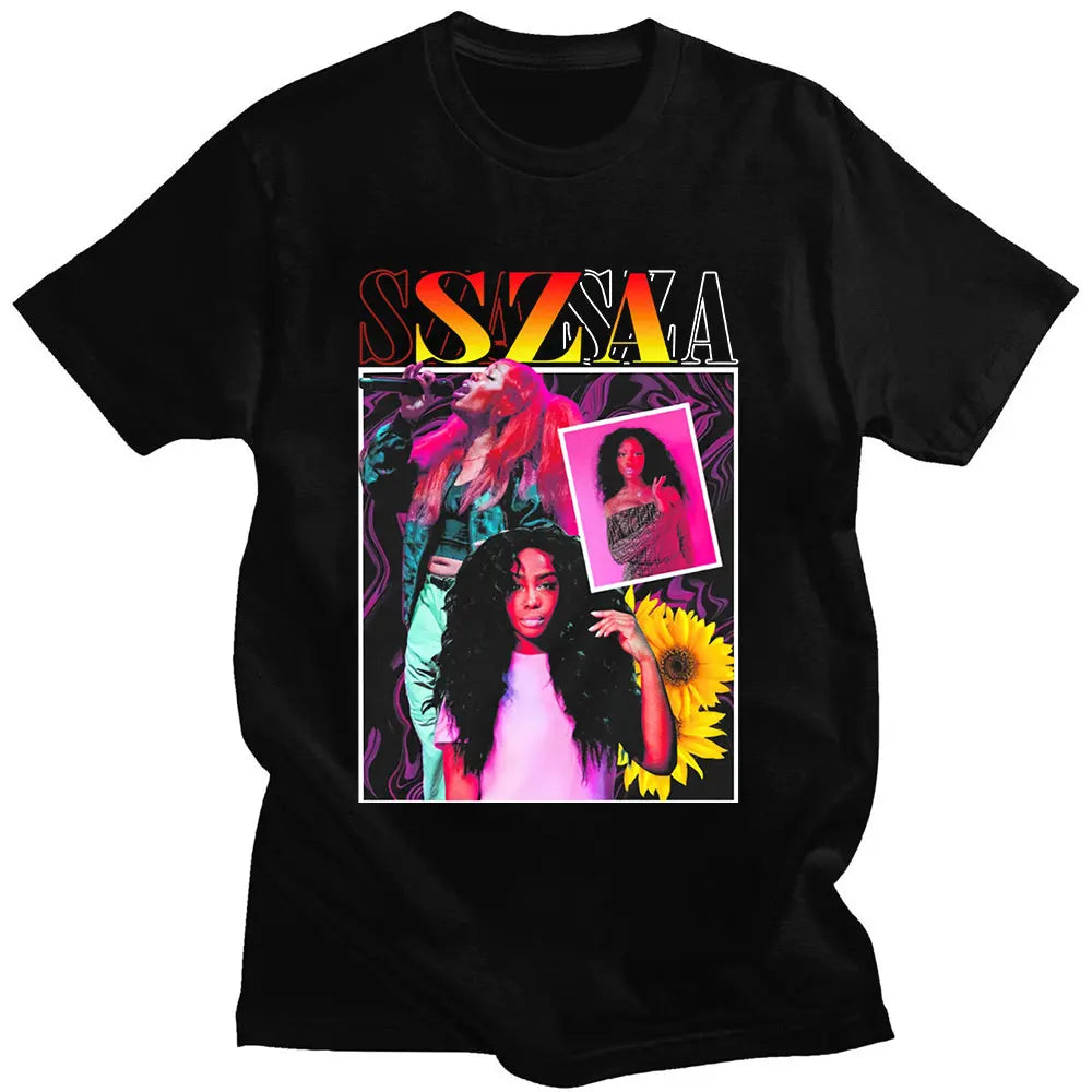 Rapper SZA CTRL X SOS Album Print T-Shirt Plus Size Retro Punk Universal Oversized Hip Hop Harajuku Cotton Streetwear