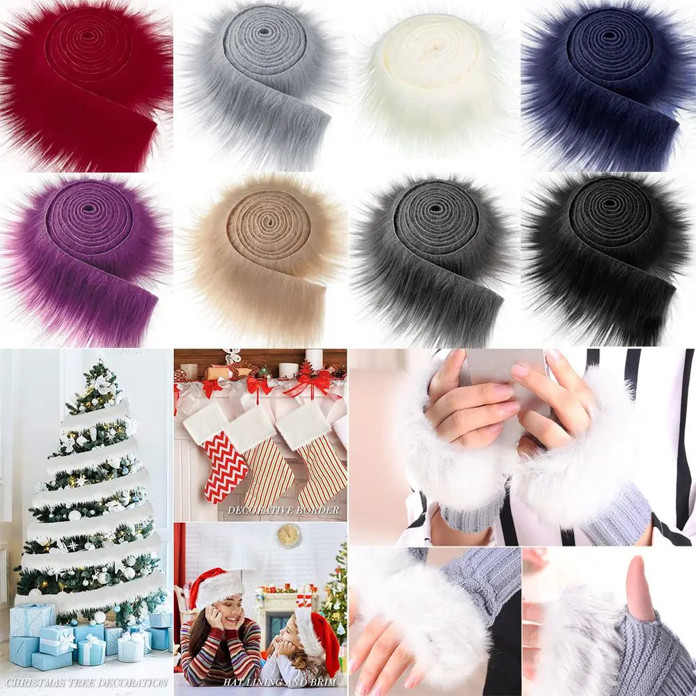 Apparel Sewing Trimming Fluffy Soft Long Plush Fur Fabric Plush Fur Stripe Trim Fabric Roll Faux Fur Ribbon Tapes