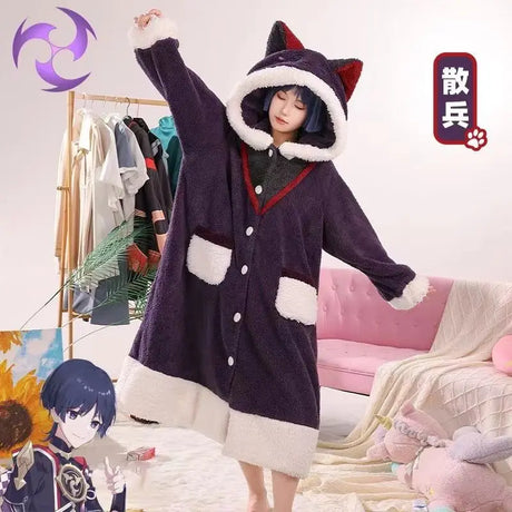 genshin impact blanket hoodie blankets Xiao lyney Zhongli Ganyu Raiden Baal scaramouche fleece Cloak Cape Cosplay Pajama Costume