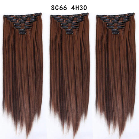 Set Hair Clip In Hair Extensions With Clips Hairpieces Synthetic Extension False/Fake Hair Blonde Eunice Hair Long Hair Pieces