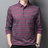 Spring and Autumn Men's Fashion Casual Pocket Long Sleeve Tee T-shirt with Loose Striped Polo Pullover and Contrast Color Tops