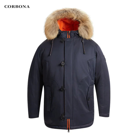 CORBONA N3B Type Winter Parka Men's Coat Long Oversize Real Fur Hood Military Army Male Jackets Padded Fleece Brand Cloths 2024