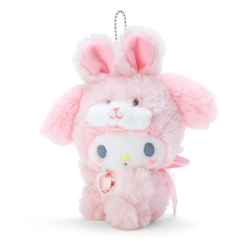 Sanrio Kuromi My Melody Rabbit Year Heart Shaped Diamond Plush Doll Pendant Kawaii Stuffed Toy Keychain Bag Accessories Gift