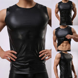 2022 Faxu Leather Tank Tops Men Sport Fitness Bodybuilding Tanks Fashion Man Gym Tops Sleeveless T-Shirt Singlet Undershirts