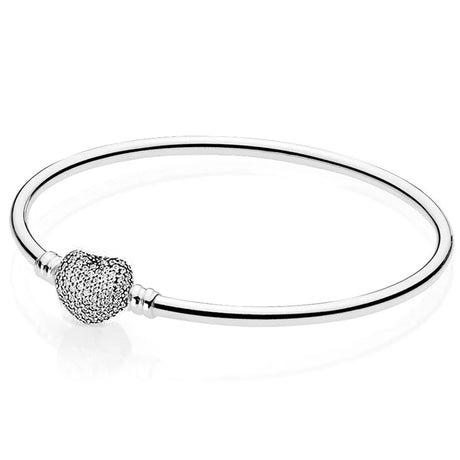 New 925 Sterling Silver High Quality Womens Bangle Classic Bucket Clasp Bracelet Fit Original Charm Bead Pendant Jewelry DIY