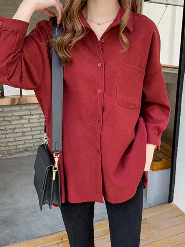 Plus Size Korean Style Blouses Long Sleeve Clothes Office Autumn Shirt Women Shirts Winter Clothes Elegant Women Blouses