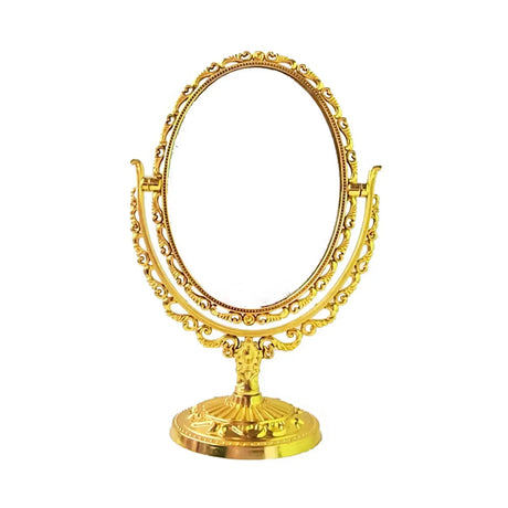 Tabletop Makeup Mirror Elegant Decorative 360 Degree Rotation Desktop Stand Mirror for Vanity Bedroom Bath Hotel Dressing Room