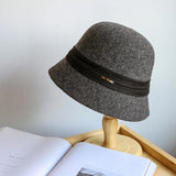 New wool bucket hat Women's warm autumn and winter thickened fisherman's hat Panama plush basin hat Women's hat