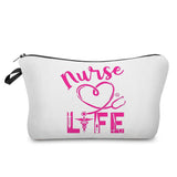 Nurse Makeup Bag Women Cosmetic Bag Toiletry Travel Organizer Lady Purse Cartoon Alphabet Print Zipper Hospital Doctor Gifts