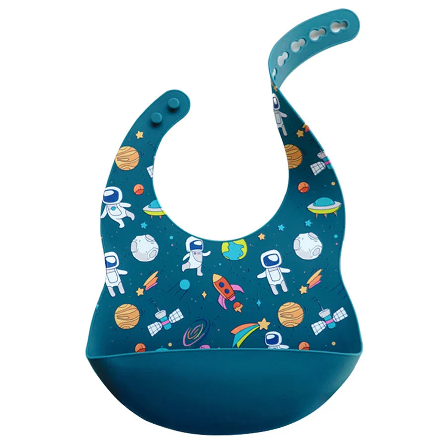 Fashionable Cartoon Printed Waterproof Soft Baby Silicone Bibs Newborn Adjustable Children Burp Cloth Feeding Baby Stuff