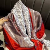 180*90cm Large Silk Satin Scarf Hijab Women Print Spring New Shawl Wrap Female Hand Foulard Pashmina Travel Echarpe 2022 NEW