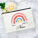 White Personalized Name Bag woman rainbow print Makeup Bag Storage Pouch Toiletries storage Cosmetic Pocket Gift for teachers