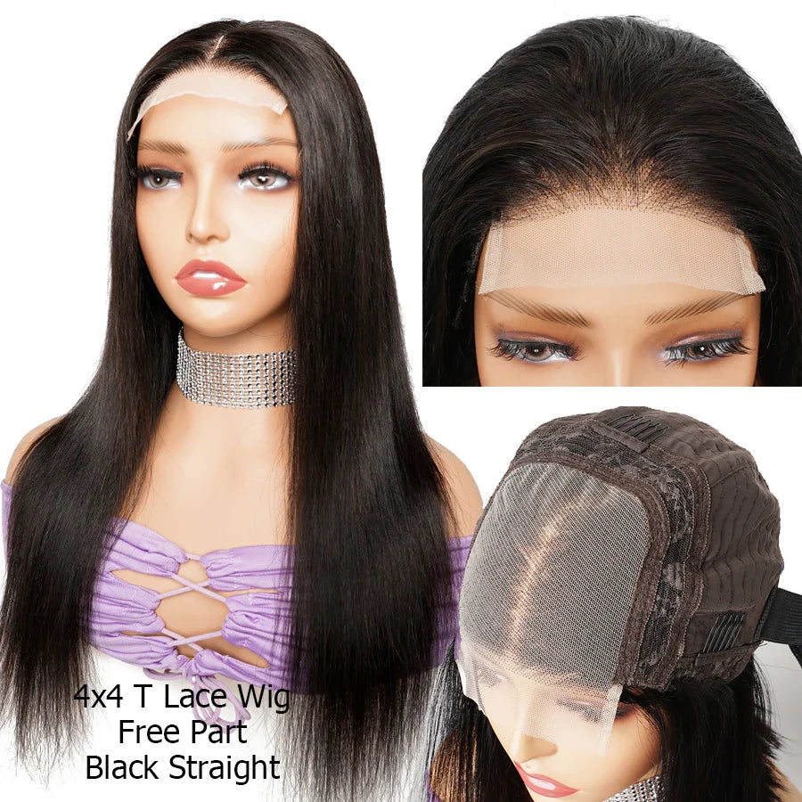 Brown Black Human Hair Wig For Women Lace Front Wig Glueless HD Transparent Lace Closure Natural Black Straight Remy Hair BOBBI