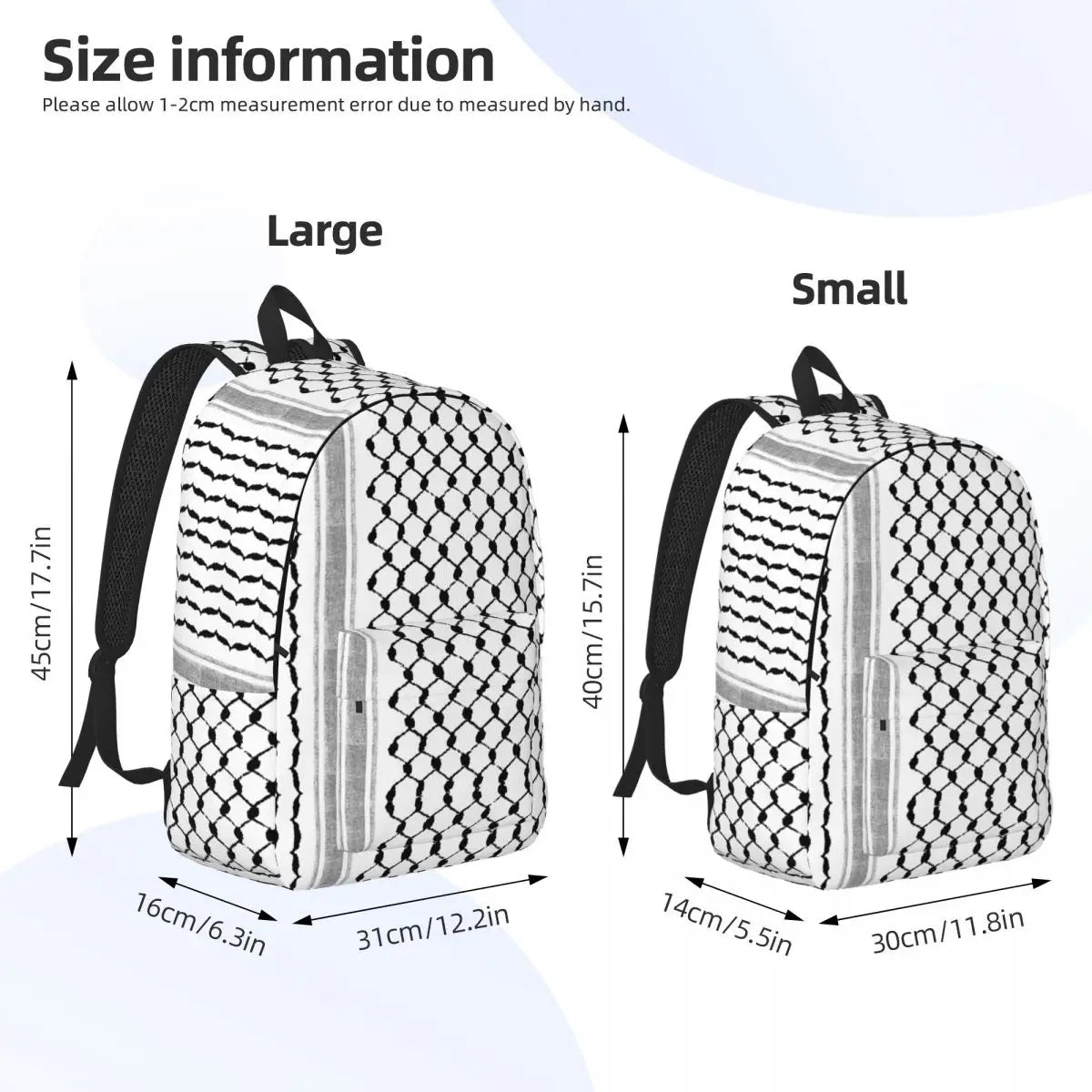 Palestinian Hatta Folk Teenage Backpack Outdoor High School Business Palestine Arabic Keffiyeh Daypack for Men Women Canvas Bags