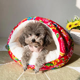 Washable Cozy Plush Pet Bed Winter Warm Flower Fluffy Indoor Dog Bed Kennel Mattress Removable Niche Pour Chien Furniture