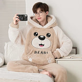 2023 Men Winter Pajamas Sets Coral Fleece Pyjama Cozy Warm Homewear Pijama Hombre Nightwear Suits Sleepwear Large Size Nightgown