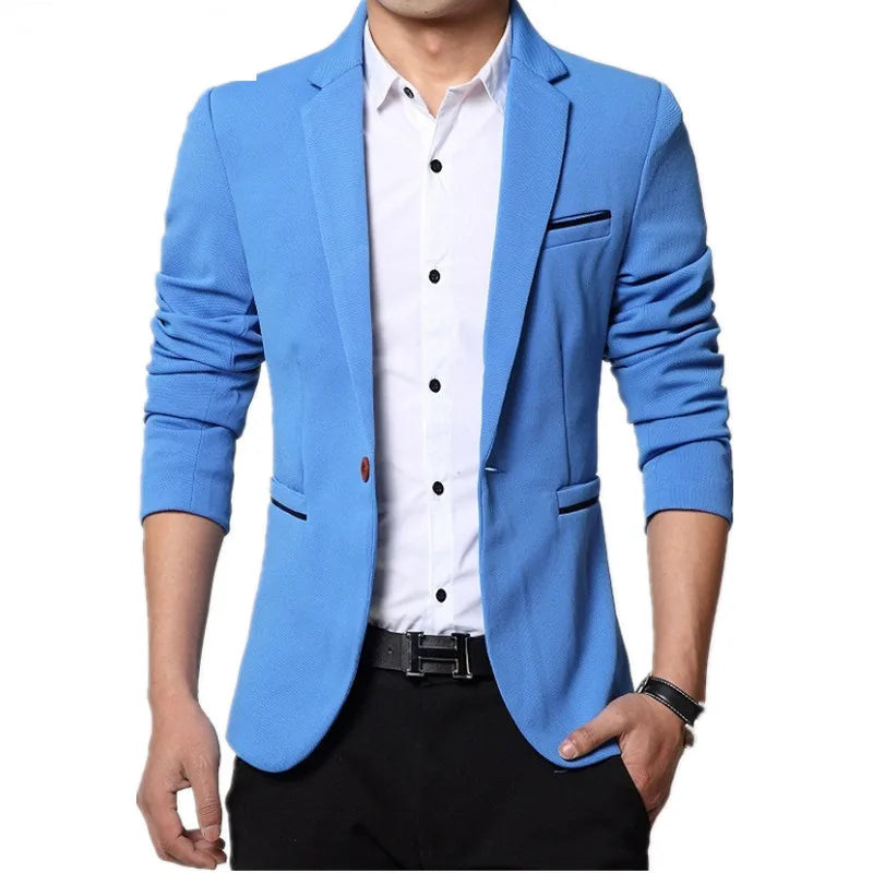 2023 Men slim fit fashion blazer Suit Jacket Black Blue Red plus size L to 5XL Male blazers Mens coat Wedding dress