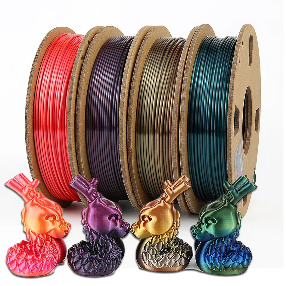 New Silk Rainbow PLA 1.75mm 3D Printing Material Duotone Gradient Gold Bronze Purple Black 3D Printer Filament 1kg 500g 250g