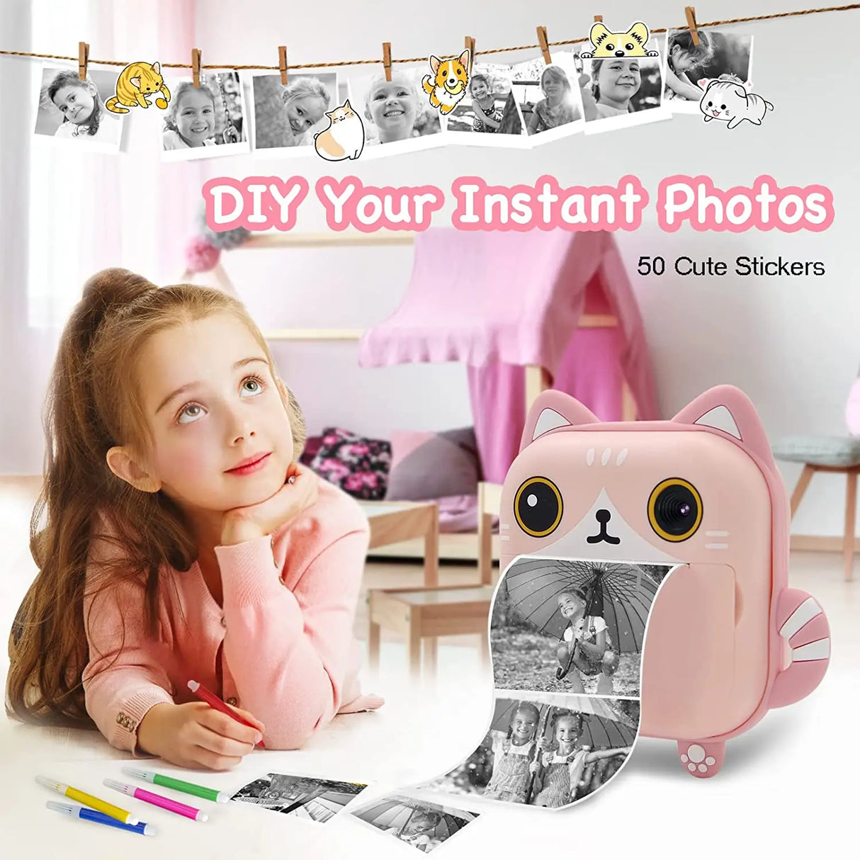 Instant Printed Camera Thermal Camera Printer Kids Camera Digital Photo Camera Girl Toy Child Camera Video girl Christmas Gift