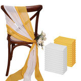 24 Pcs 17x275cm Chiffon Chair Sashes 12 Set Sage green Chair Sash Wedding Chair Covers Ribbon Wedding Party Aisle Chair Decor