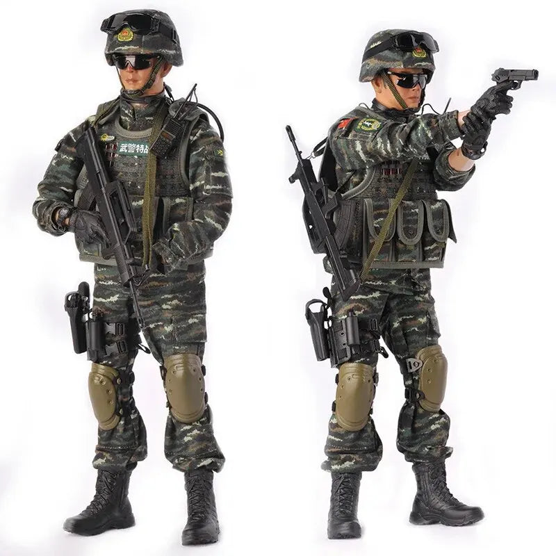 KADHOBBY 1/6 SWAT Set Army Chinese WU Police Multi-joint Movable PVC Military Model 12Inch Male Soldier Action Figure Body Dolls