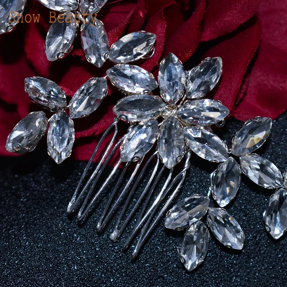 A477 Simple Hair Combs Rhinestone Hairpins Women Clips Wedding Headdress Bridal Hair Accessories Bride Barrette Hair Tiara