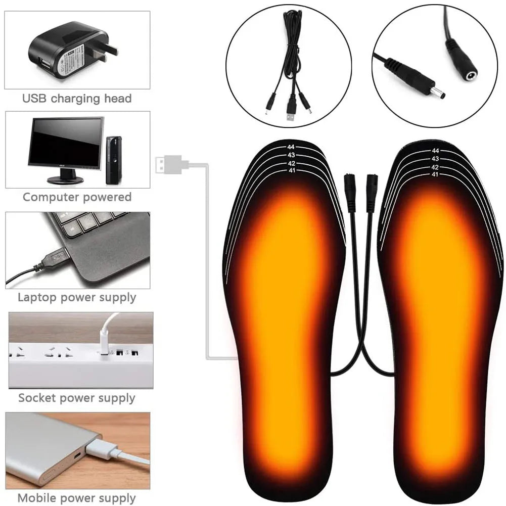 2022 New USB Heated Shoe Insoles Feet Warm Sock Pad Mat Electrically Heating Insoles Washable Warm Thermal Insoles Unisex