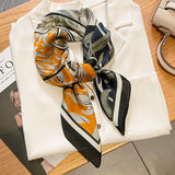 Luxury Brand Women Scarf Summer 70cm Silk Scarves Shawls Lady Sunscreen Beach Shawl Horse Print Square Scarves Muslim Headscarf