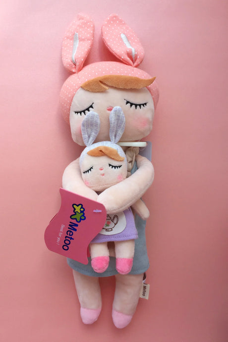 Metoo Doll Stuffed Toys Kawaii Mother and Kid 2 Piece Angela Plush Sleeping Toys For Girls Newborn Baby Christmas Birthday Gift