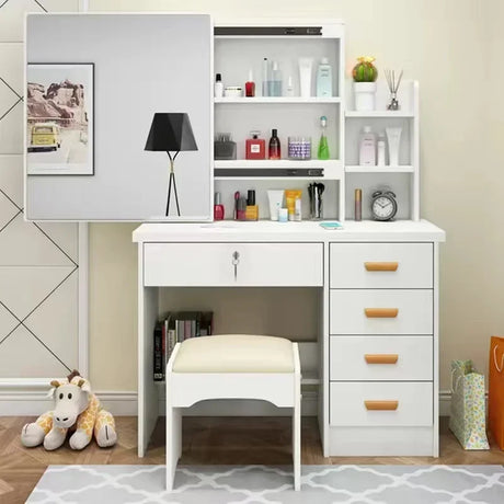 Dressing Table Length Drawers Amp Stool  Bedroom Small Apartment Simple Modern Sliding Mirror Simple Storage Cabinet Furniture