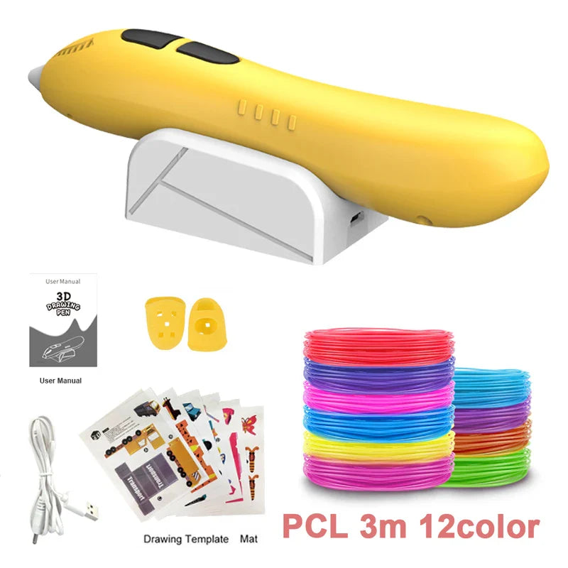 Kids' Safe 3D Printing Pen - Wireless, Low-Temperature, Magnetic Suction DIY Tool for Creative Fun!