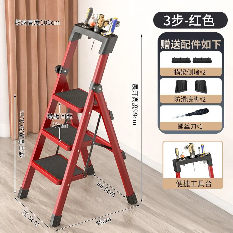 Folding Ladder Carbon Steel Protable Ladder Chair Strong Load-Bearing Kitchen Step Ladder Stool For Home Escada Step Ladders