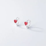 WOOZU 925 Sterling Silver INS Minimalism Sweet Love Heart CZ Zircon Hoop Earrings For Women Girl Small Ear Buckle Jewelry Gift