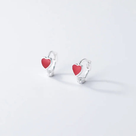 WOOZU 925 Sterling Silver INS Minimalism Sweet Love Heart CZ Zircon Hoop Earrings For Women Girl Small Ear Buckle Jewelry Gift