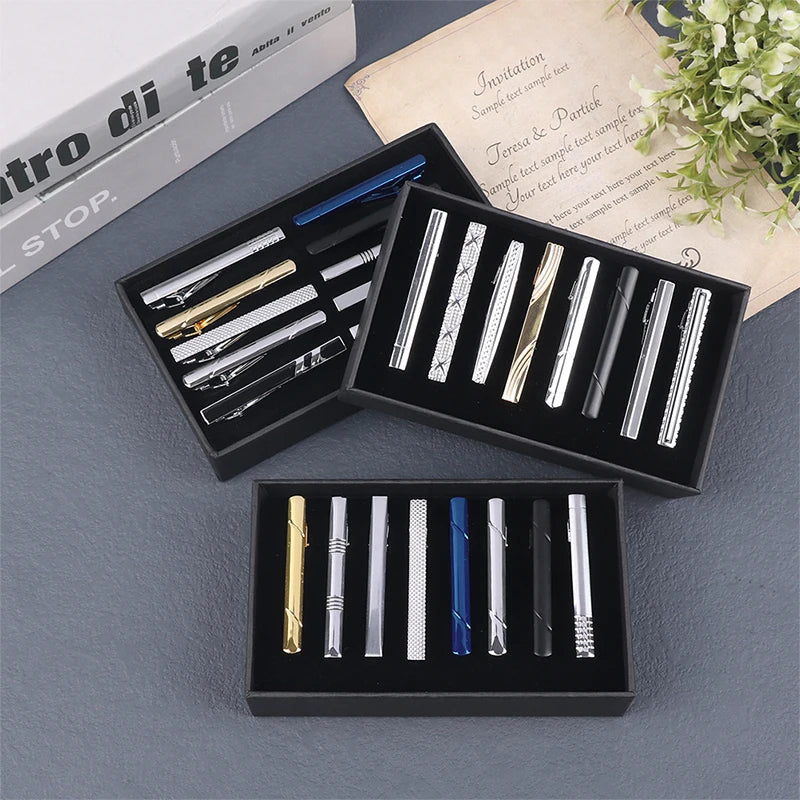 8Pc Exquisite Metal Tie Clip Set With Gift Box Wedding Guest Gift Man Tie Clip Men Gift Luxury Business Jewelry For Husband