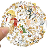 10/30/64PCS Kawaii Winter Yellow Cat Sticky Graffiti Sticker Aesthetic PVC Children's Decoration Sketchbook Scrapbook for Kids