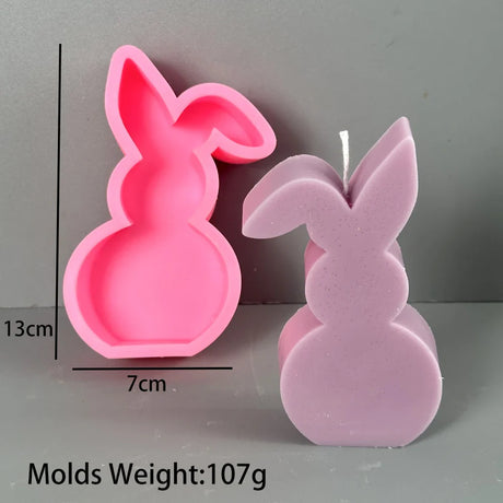 Cute Squatting Rabbit Silicone Mold 3D Animal Candle Scented Making Epoxy Mould DIY Handmade Easter Gift Baking Tools Home Decor